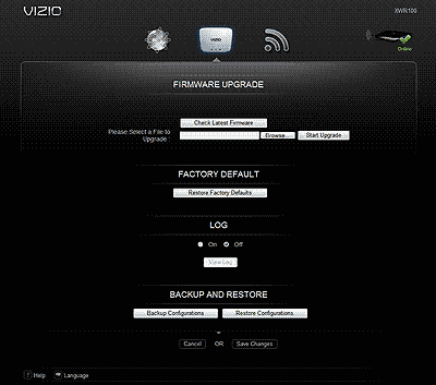 Firmware Upgrade screen